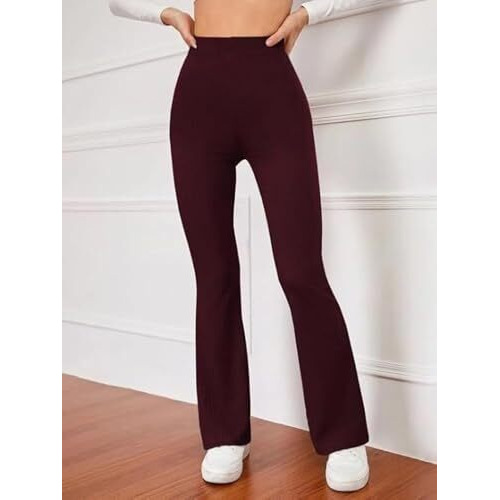 Leriya Fashion Women's Western Ribbed Stretchable Trousers For Women || Casual Wear Jogging Wear || Sweatpants || Lightweight Wear. (X-Large, Maroon)