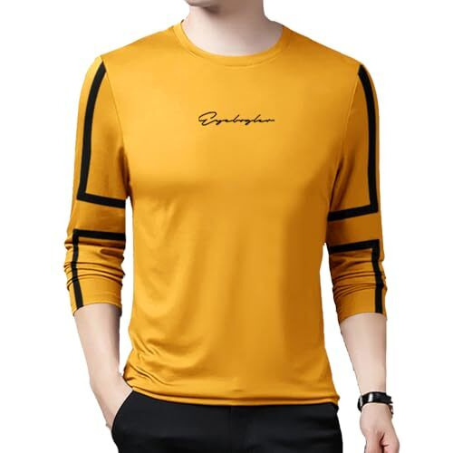 Eyebogler Mens Round Neck Full Sleeves Regular Fit Printed T-Shirt