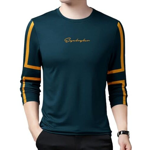 Eyebogler Mens Round Neck Full Sleeves Regular Fit Printed T-Shirt