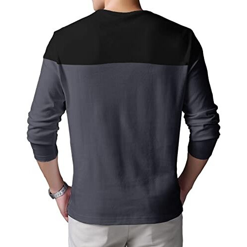 Eyebogler Men's Round Neck Regular Fit Colorblocked Full Sleeves T-Shirt
