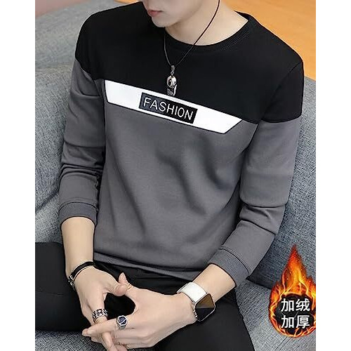 Eyebogler Men's Round Neck Regular Fit Colorblocked Full Sleeves T-Shirt