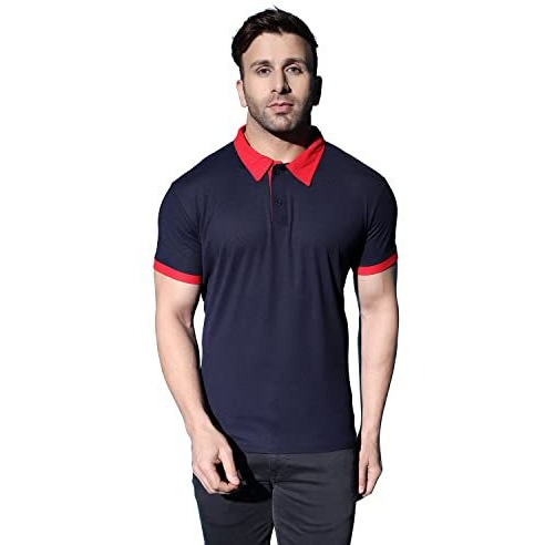 Dhruvi Trendz Mens Polycotton Casual Men T-Shirt Regular Fit Western (Dupli-Dt-Mt-1010_Navy Blue_M)