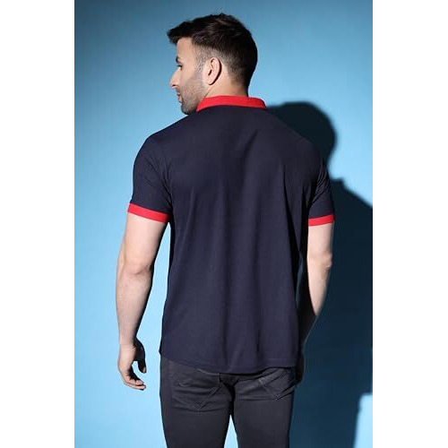 Dhruvi Trendz Mens Polycotton Casual Men T-Shirt Regular Fit Western (Dupli-Dt-Mt-1010_Navy Blue_M)