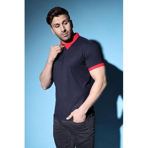 Dhruvi Trendz Mens Polycotton Casual Men T-Shirt Regular Fit Western (Dupli-Dt-Mt-1010_Navy Blue_M)