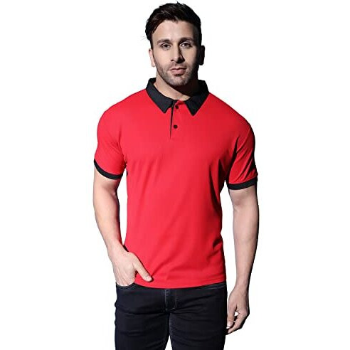 Dhruvi Trendz Mens Polycotton Casual Men T-Shirt Regular Fit Western (Dupli-Dt-Mt-1011_Red_2Xl)