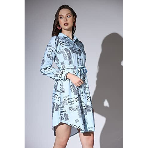 Dhruvi Trendz Womens Rayon Women Western Dresses Regular Fit A-Line (Dt-Wd1076_Sky Blue_S)