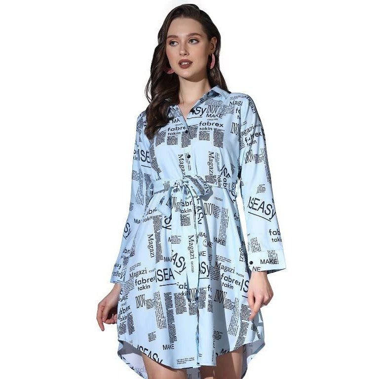 Dhruvi Trendz Womens Rayon Women Western Dresses Regular Fit A-Line (Dt-Wd1076_Sky Blue_L)