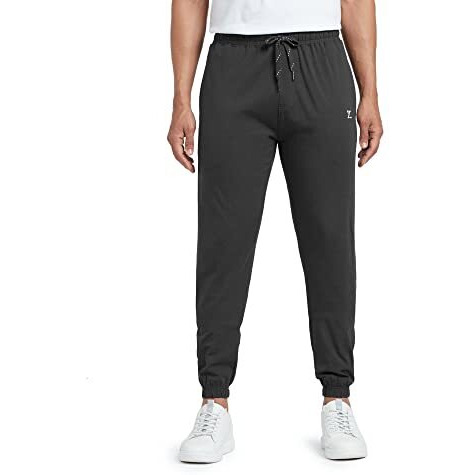 Xyxx Men's Cotton Modal Joggers - Relaxed Fit, Antimicrobial, High Stretch, Sweat Absorbent Solid Ace Loungewear With Zippered Pockets, Drawcord Closure. Coral Grey