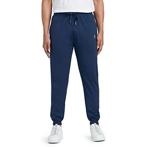 Xyxx Men's Cotton Modal Joggers - Relaxed Fit, Antimicrobial, High Stretch, Sweat Absorbent Solid Ace Loungewear With Zippered Pockets, Drawcord Closure.