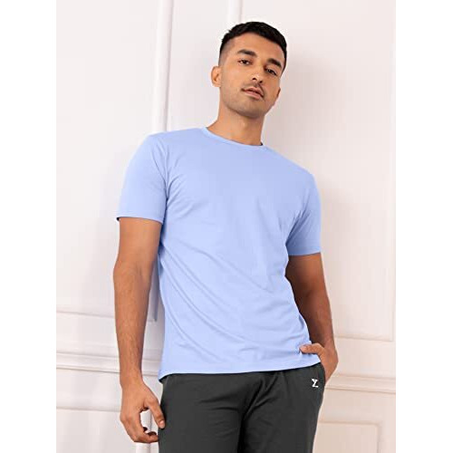 Xyxx Men's Supima Cotton Iconique T-Shirt - 4X Softer Than Cotton, Loungewear For Men With Superior Colour Retention. (M Iceberg Blue)