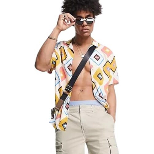 Dhruvi Trendz Mens Rayon Men's Casual Shirt Regular Fit Western (Dt-Ms-6066_Multicolour_L)
