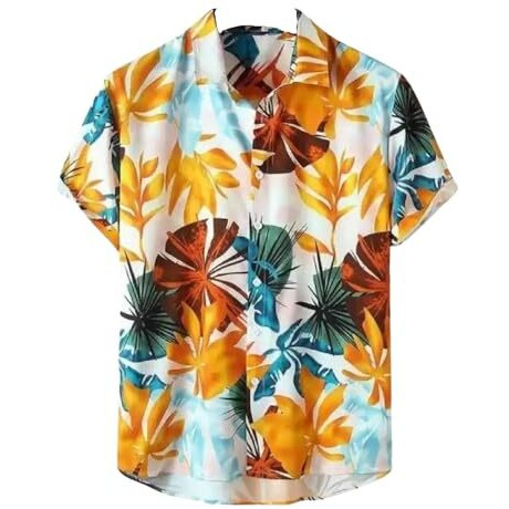 Dhruvi Trendz Mens Rayon Men's Casual Shirt Regular Fit Western (Dt-Ms-6048_Orange_2Xl)