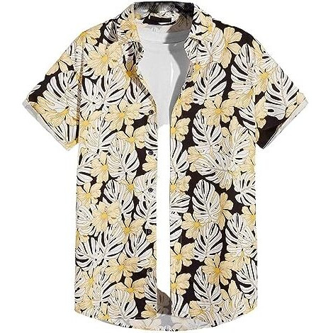 Dhruvi Trendz Mens Rayon Men's Casual Shirt Regular Fit Western (Dt-Ms-6094_Yellow_L)