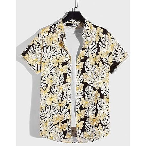 Dhruvi Trendz Mens Rayon Men's Casual Shirt Regular Fit Western (Dt-Ms-6094_Yellow_M)