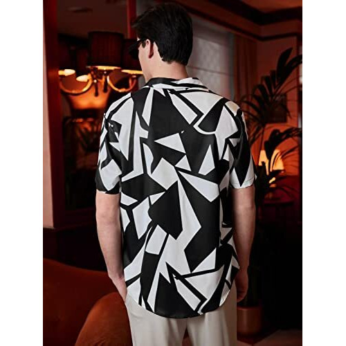 Leriya Fashion Shirt For Men || Rayon Abstract Printed Men's Shirt || Short Sleeves Hawaiian Beach Shirt || Perfect For Camp || Summer Wear Shirt For Boys || Gift For Men (Small, Black) Lf-Ms-6073