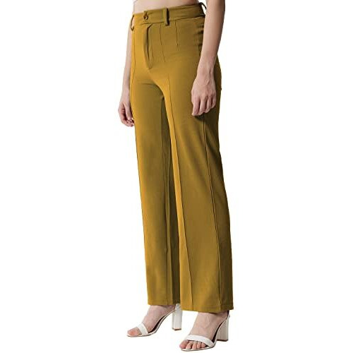 Kotty Women Solid Polyester Blend Dijon Brown Trouser (Dijon Brown,34)