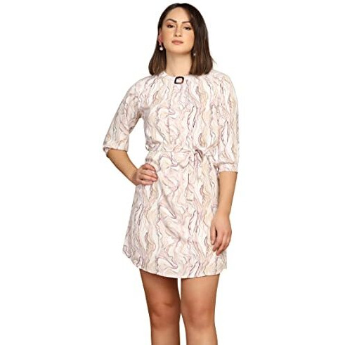Dhruvi Trendz Womens Rayon Women Western Dresses Regular Fit A-Line (Dt-Wd1093_Pink_S)
