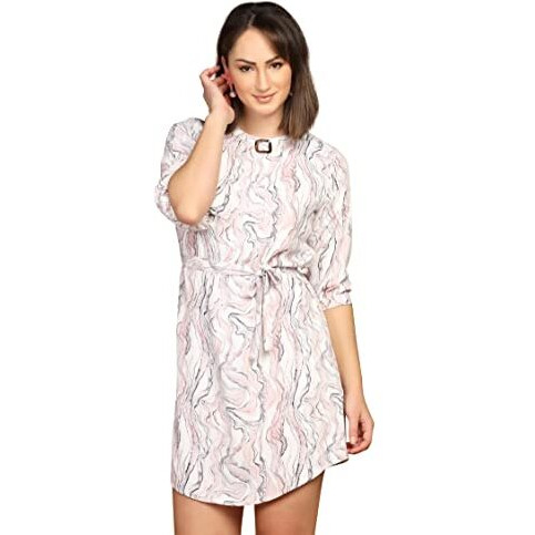 Dhruvi Trendz Womens Rayon Women Western Dresses Regular Fit A-Line (Dt-Wd1094_White_L)