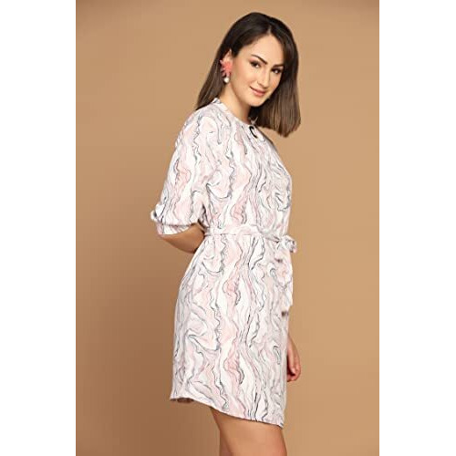 Dhruvi Trendz Womens Rayon Women Western Dresses Regular Fit A-Line (Dt-Wd1094_White_L)