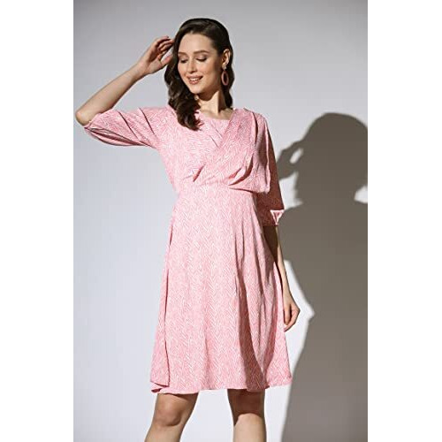 Leriya Fashion One Piece Dress For Women| Midi Dress For Women| Birthday Dress For Women (Small, Peach)