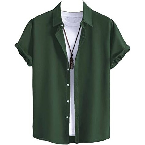 Dhruvi Trendz Men's Regular Fit Rayon Casual Shirt (Dt-Ms-6085-Xxl_Dark Green)