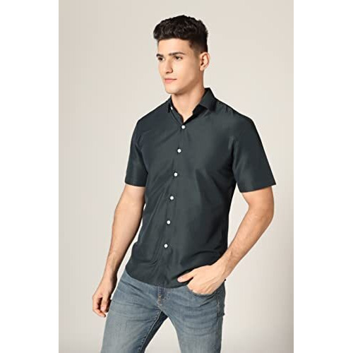 Dhruvi Trendz Mens Rayon Men's Casual Shirt Regular Fit Casual (Dt-Ms-6058_Green_S)