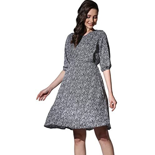 Dhruvi Trendz Womens Rayon Women Western Dresses Regular Fit Western Dress (Dt-Wd1082_Black_M)