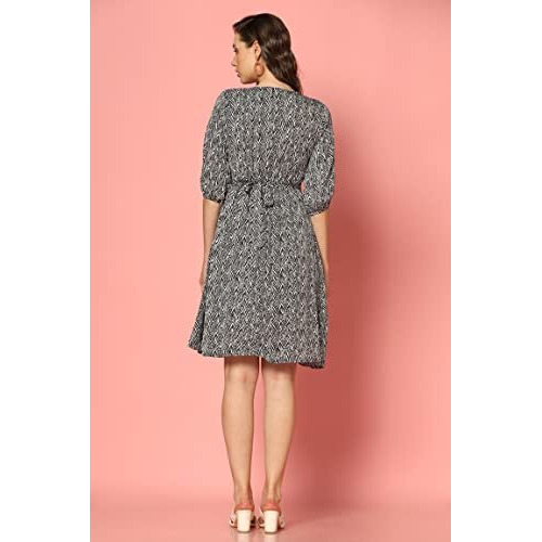 Dhruvi Trendz Womens Rayon Women Western Dresses Regular Fit Western Dress (Dt-Wd1082_Black_M)