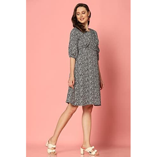 Dhruvi Trendz Womens Rayon Women Western Dresses Regular Fit Western Dress (Dt-Wd1082_Black_M)