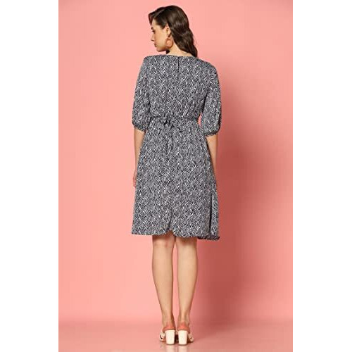 Dhruvi Trendz Womens Rayon Women Western Dresses Regular Fit Western Dress (Dt-Wd1080_Blue_Xl), Casual Dress