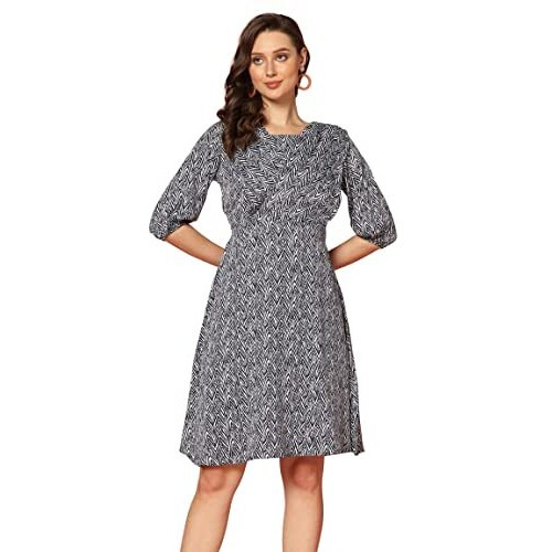 Dhruvi Trendz Womens Rayon Women Western Dresses Regular Fit Western Dress (Dt-Wd1080_Blue_S)