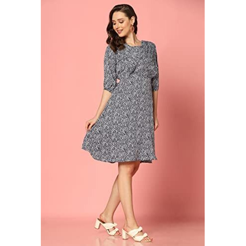 Dhruvi Trendz Womens Rayon Women Western Dresses Regular Fit Western Dress (Dt-Wd1080_Blue_S)