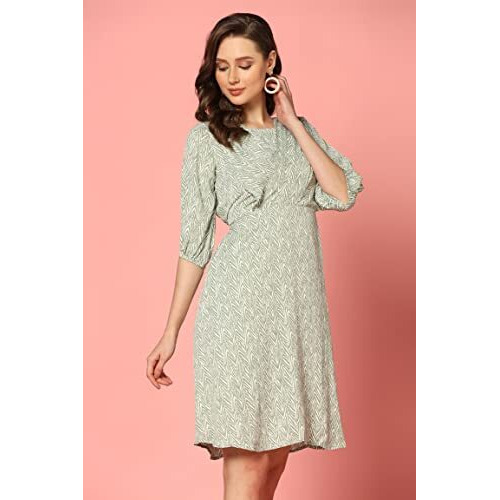 Dhruvi Trendz Womens Rayon Women Western Dresses Regular Fit Western Dress (Dt-Wd1079_Pista_S)