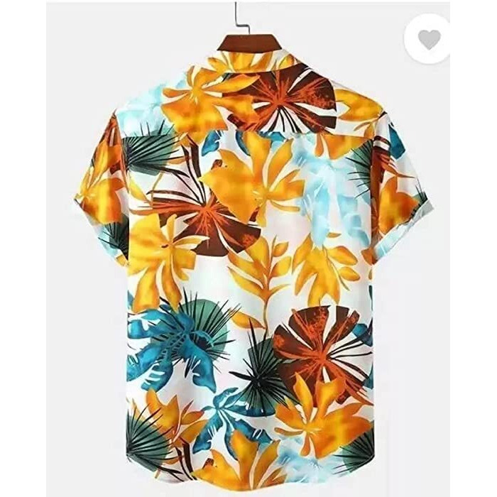 Om Sai Latest Creation Shirt For Men || Rayon Shirts For Men || Tropical Leaf Printed Short Sleeve & Spread Collar Shirts For Boy || Casual, Beach Wear, Festive Shirt For Men. (Xx-Large, Orange)