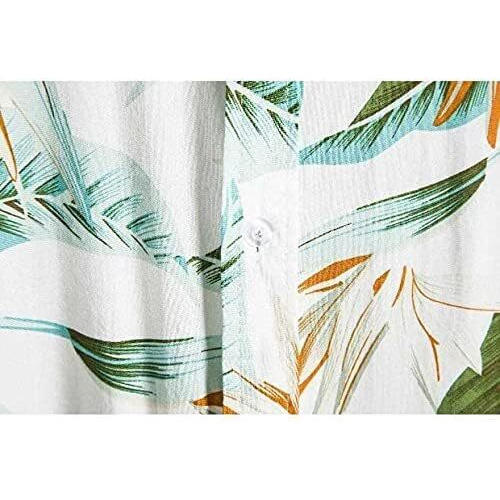 Om Sai Latest Creation Shirt For Men || Rayon Shirts For Men || Tropical Leaf Printed Short Sleeve & Spread Collar Shirts For Boy || Casual, Beach Wear, Festive Shirt For Men. (Medium, White)