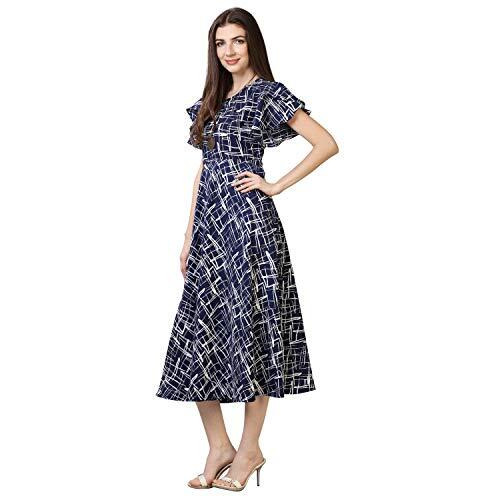 Oomph Women's Western & Fusion Wear Midi Dresses For Women, Beach, Blue - Md62