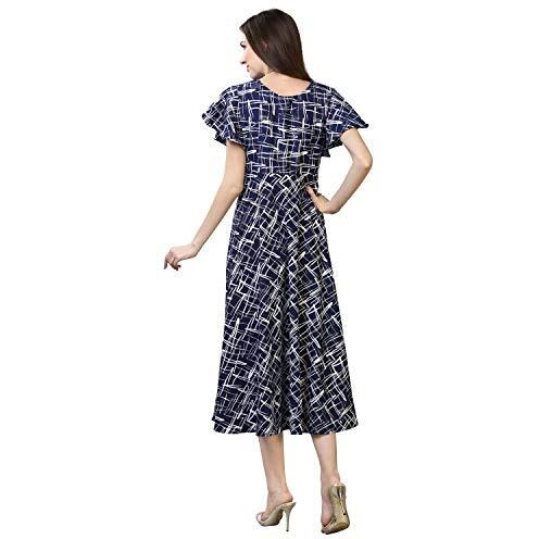 Oomph Women's Western & Fusion Wear Midi Dresses For Women, Beach, Blue - Md62