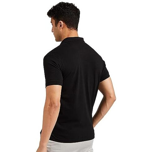 Eyebogler Regular Fit Mens Polo Neck Half Sleeve Soild Casual Tshirt Black