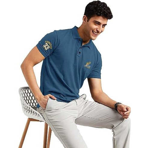 Eyebogler Regular Fit Mens Polo Neck Half Sleeve Soild Casual Tshirt