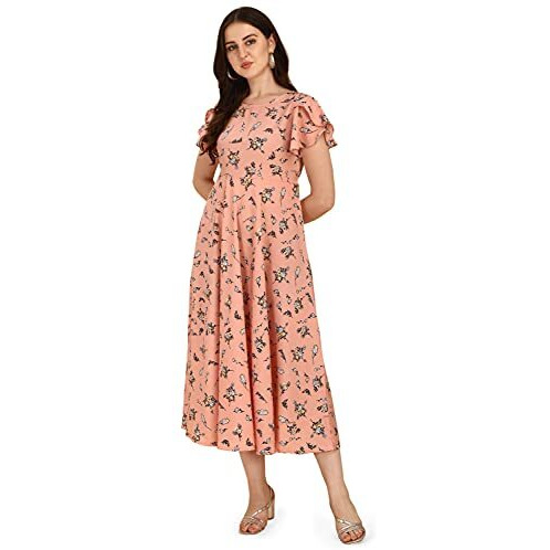 Oomph Women's Western & Fusion Wear Midi Dresses For Women, Beach, Pink - Md303