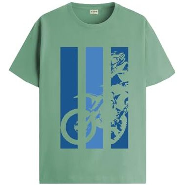 Adro Men's Bike Rider Printed Cotton T-Shirt (Rn23-M-Bik-Pt_Pista_Xl)