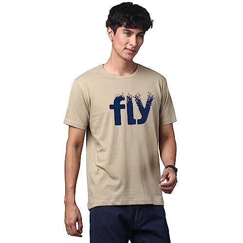 Adro Fly Mens Printed T-Shirts (Rn23-M-Fly-Be_Beige_L)