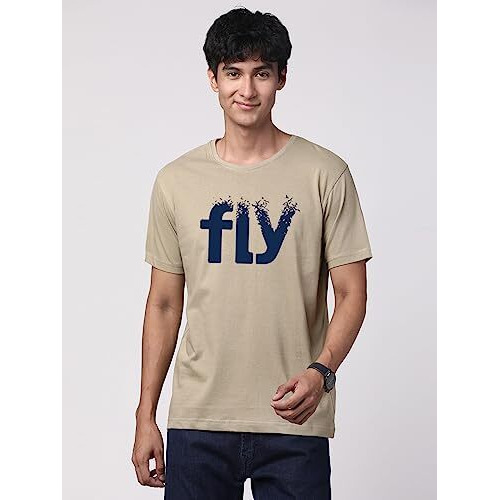 Adro Fly Mens Printed T-Shirts (Rn23-M-Fly-Be_Beige_L)