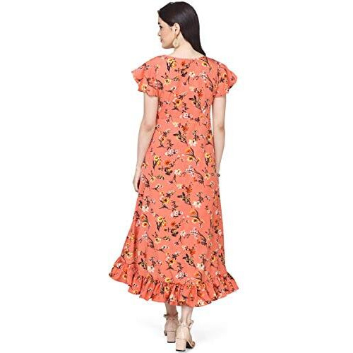 Oomph Women's Crepe Wrap Maxi Dress - Marmalade Orange