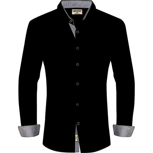 Lookmark Men's Cotton Blend Stitched Solid Full Sleeve Shirt(Shirt 01-S) Black