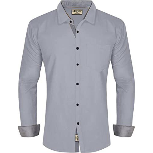 Lookmark Men's Cotton Blend Stitched Solid Full Sleeve Shirt(Shirt 03-S) Grey