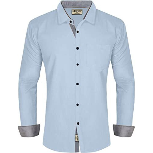 Lookmark Men's Cotton Blend Stitched Solid Full Sleeve Shirt(Shirt 07-S) Sky Blue