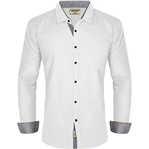 Lookmark Men's Cotton Blend Stitched Solid Full Sleeve Shirt(Shirt 05-Xxl) White