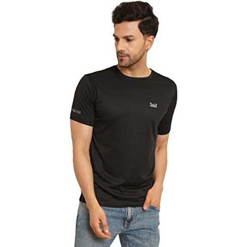 Lookmark Men's Stylish Polyester T-Shirt(Mt16-Black-Xl)