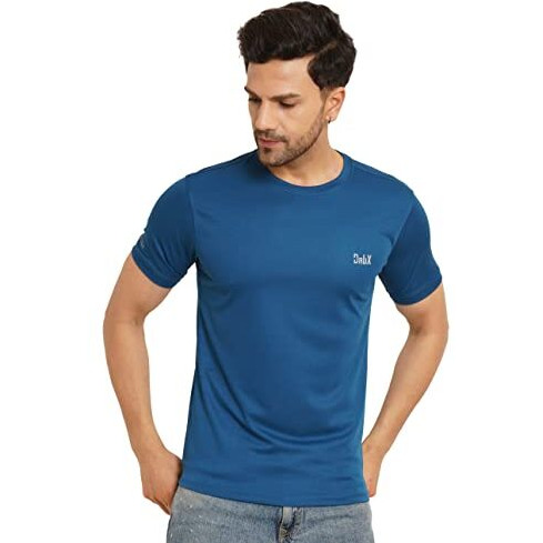Lookmark Men's Stylish Polyester T-Shirt(Mt16-Blue-S)